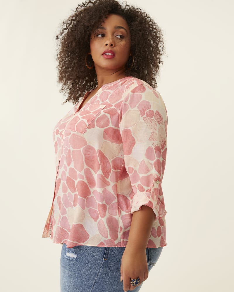 Front of plus size Leanne Button-Front Tie-Hem Top by East Adeline | Dia&Co | dia_product_style_image_id:181686